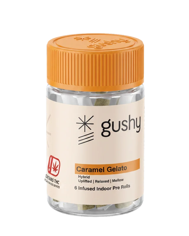 Gushy Caramel Gelato, 6 infused indoor pre-rolls · 4.5g