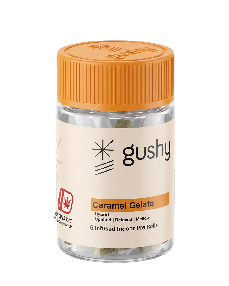 Gushy Caramel Gelato, 6 infused indoor pre-rolls · 4.5g